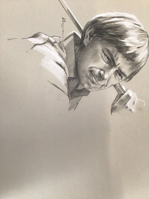 Lot 1552 - Selection of drawings of famous golfers, possibly used for advertising.