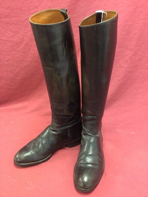 Lot 918 - Pair of black leather Davies hunting boots