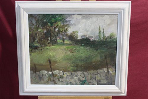 Lot 1080 - Ronald Ronaldson (1919-2015), oil on board,...