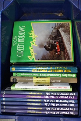 Lot 1561 - Selection of classic steam books, 3 volumes of British Locomotives by O.S. Nock and other books relating to carriages, waggons, Gresley locomotives and several ''The Power of V2's, A1's etc (3 boxe...