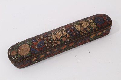 Lot 728 - 19th century Islamic scribes pen box with polychrome painted decoration
