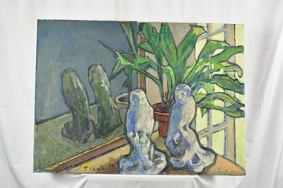 Lot 1050 - Joseph Plaskett (1918-2014) oil on canvas - Still Life with Owls, signed, dated verso '01, 74cm x 100cm, unframed