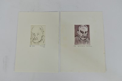 Lot 1059 - Joseph Plaskett (1918-2014) signed etching an aquatint - Self Portrait II, dated 2001, 20/70, 8cm x 6cm, together with another signed self portrait etching (2)