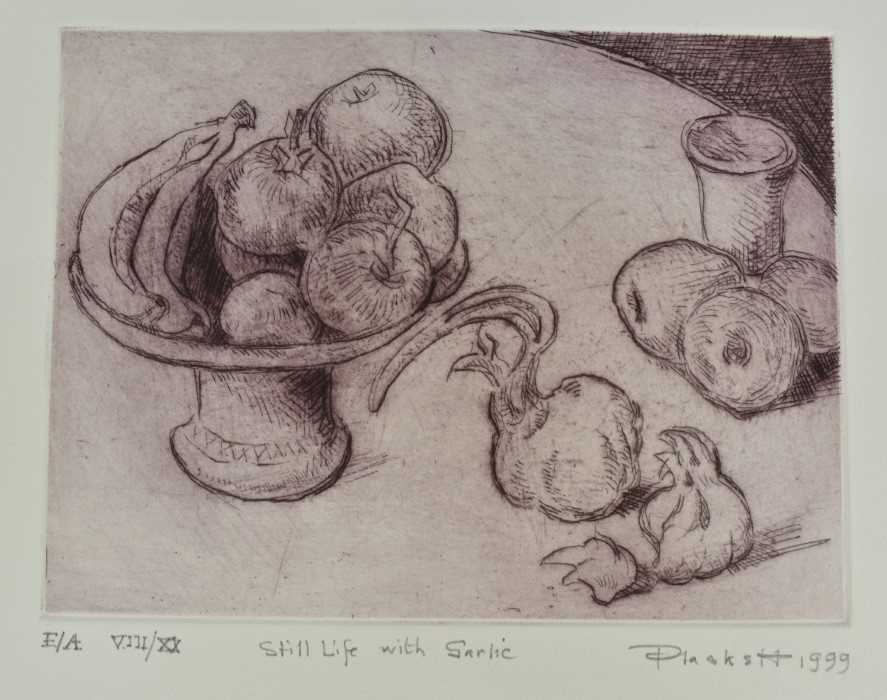Lot 1062 - Joseph Plaskett (1918-2014) signed etching - Still Life with Garlic, dated '99, 8/20, 16cm x 20cm, unframed