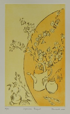 Lot 1063 - Joseph Plaskett (1918-2014) signed etching - Japanese Bouquet, dated 2000, 18/80, 27cm x 16cm, unframed