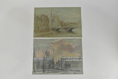 Lot 1071 - Joseph Plaskett (1918-2014) two pastels - Parisian Scenes, one dated '66, approximately 30cm x 44cm, unframed