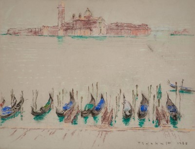 Lot 1086 - Joseph Plaskett (1918-2014) pastel - The Grand Canal, signed and dated 1985, 50cm x 65cm, unframed