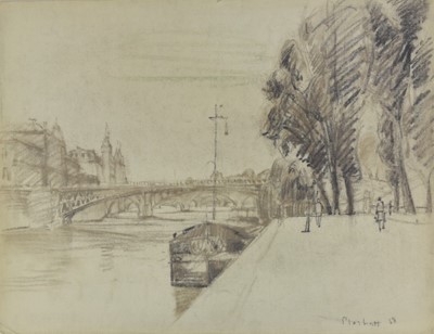 Lot 1094 - Joseph Plaskett (1918-2014) pastel - The Seine, signed and dated '68, 48cm x 60cm, unframed