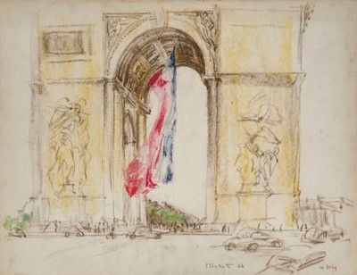 Lot 1095 - Joseph Plaskett (1918-2014) pastel - Arc de Triomphe, signed and dated 14th July 1966, 50cm x 65cm, unframed