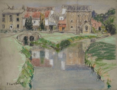 Lot 1097 - Joseph Plaskett (1918-2014) pastel - The Mill, Wickham Market, signed and dated September 1972, 49cm x 63cm, unframed