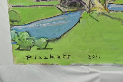 Lot 1103 - Joseph Plaskett (1918-2014) oil on canvas - Winter, The Cedars, signed and dated 2011, 51cm x 101cm, unframed