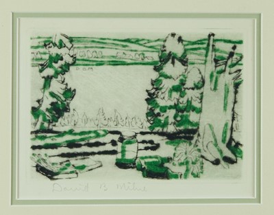 Lot 1110 - David B. Milne (1882-1953) dry point etching - Painting Place 1929, 12cm x 17cm, signed in pencil, in glazed frame