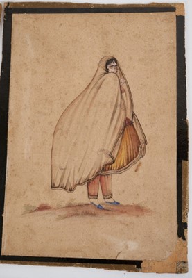 Lot 783 - 19th century Indo-Persian miniature portrait on paper and five others