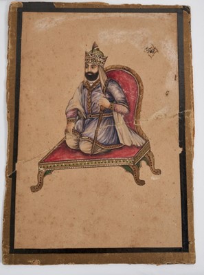 Lot 783 - 19th century Indo-Persian miniature portrait on paper and five others