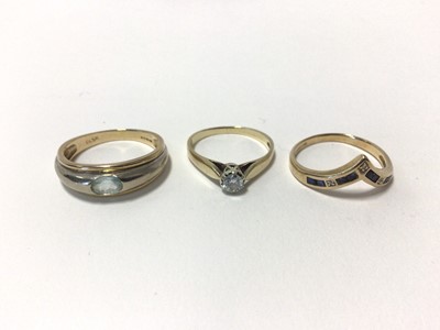 Lot 26 - Six 9ct gold and gem-set dress rings to include a diamond single stone ring