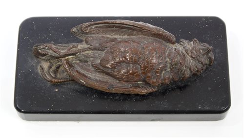 Lot 729 - Late 19th century bronze study of a dead bird,...