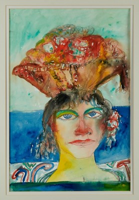 Lot 1269 - *John Bellany (1942-2013) pencil and watercolour - 'Mexican Flower Seller', circa 1998, signed, 58cm x 38cm, titled verso, unframed