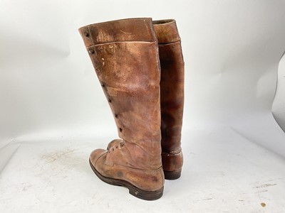 Lot 684 - Pair of First World War Officers brown leather boots