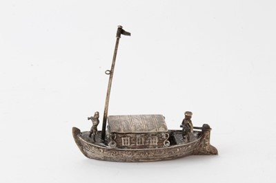 Lot 274 - Late 19th century Dutch silver miniature boat