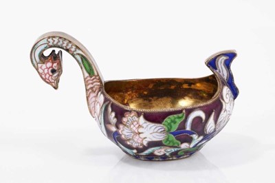 Lot 761 - 19th century Russian enamelled Kovsh