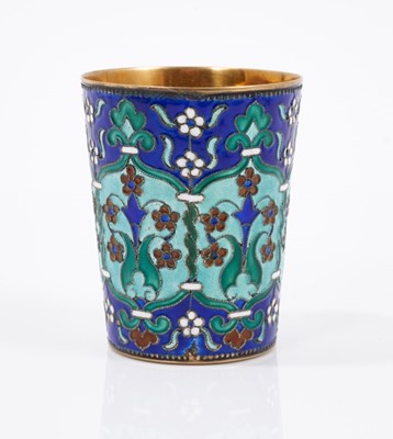 Lot 760 - Late 19th/Early 20th century Latvian silver and enamelled vodka cup