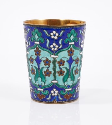 Lot 1027 - Late 19th/Early 20th century Latvian silver and enamelled vodka cup