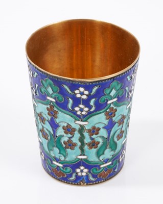 Lot 760 - Late 19th/Early 20th century Latvian silver and enamelled vodka cup