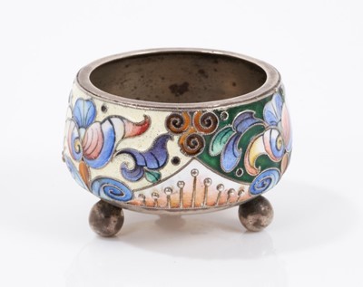 Lot 762 - Russian silver and enamelled salt