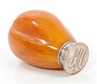 Lot 735 - Late Victorian natural amber-handled seal with...