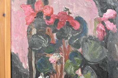Lot 1114 - *Lucy Harwood (1893-1972) oil on canvas - Still Life Cyclamen, signed verso, 61cm x 51cm, framed