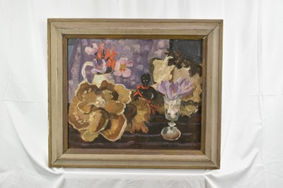 Lot 1115 - *Lucy Harwood (1893-1972) oil on canvas - Still Life, Autumn Crocus, signed verso, an oil sketch verso, 41cm x 51cm, framed