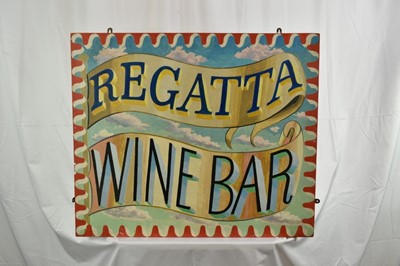 Lot 1116 - *Richard Bawden (b.1936) oil on panel signage for the Regatta Wine Bar, Aldeburgh