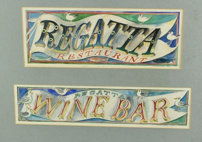 Lot 1118 - *Richard Bawden (b.1936) watercolour, design for Regatta Restaurant,, Aldeburgh