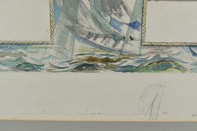 Lot 850 - *Richard Bawden (b.1936) watercolour, design for Regatta Restaurant, mural, Aldeburgh