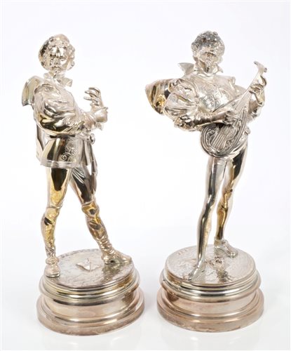 Lot 739 - Pair late 19th century French silver plated...