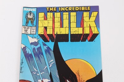 Lot 17 - The Incredible Hulk #340 1988, Hulk vs Wolverine. Priced 75cent