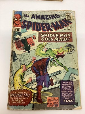 Lot 51 - The Amazing Spider-Man issue 10, 12, 21, 22, 23, 24, 24, 26, 27, 28, 29 and 30. 1964 to 1965 priced 9d, 10d and 12 cents. (12)