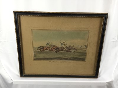 Lot 134 - Four horse racing prints, 20cm x 30cm, in glazed Hogarth frames
