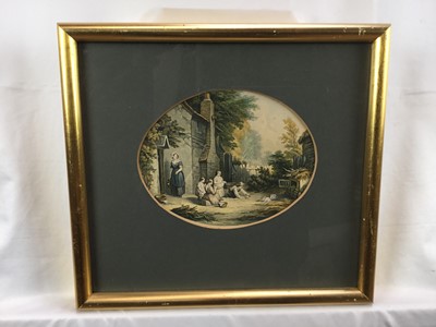 Lot 61 - Six Le Blond prints in oval mounts, 13cm x 17cm, in glazed gilt frames