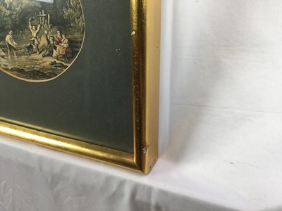 Lot 61 - Six Le Blond prints in oval mounts, 13cm x 17cm, in glazed gilt frames