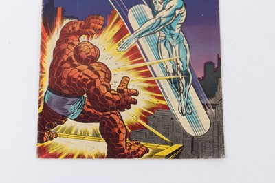 Lot 31 - Fantastic Four #50 & #55, 1966. Epic battle between Silver Surfer and Galactus. Priced 10d & 12cent.