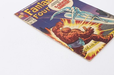 Lot 31 - Fantastic Four #50 & #55, 1966. Epic battle between Silver Surfer and Galactus. Priced 10d & 12cent.