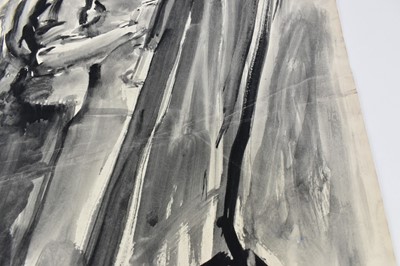 Lot 34 - *Colin Moss (1914-2005) monochrome watercolour - Woman painting at her easel, unsigned, 76cm x 56cm unframed