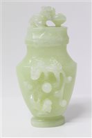 Lot 746 - Chinese carved green jade vase and cover with...