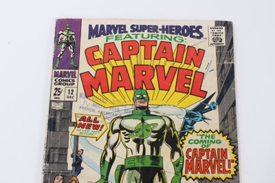 Lot 35 - Marvel Super-Heroes featuring Captain Marvel #12 & #13 1967. First and second appearance of Captain Marvel and first appearance of Carol Danvers. Priced 25cents