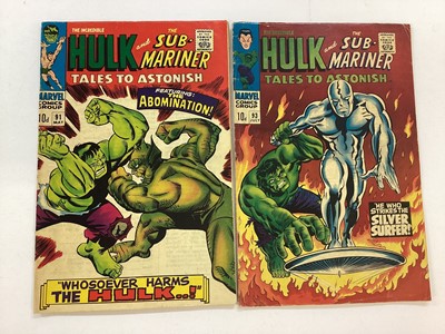 Lot 68 - Large group of Tales To Astonish 1963 to 1968. To include issue 90, 1st appearance of Abomination and issue 93, silver surfer and hulk cover. Mainly English price variants. Approx 45.