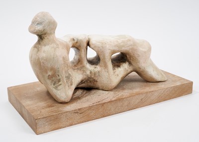 Lot 1297 - Manner of Henry Moore (1898-1986), plaster maquette, titled to label underside, 'Reclining Figure: Holes, 1975, Archive 0071873'