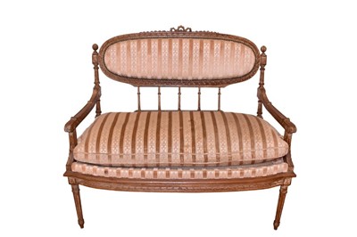 Lot 1498 - Late 19th/early 20th century French limed beech sofa