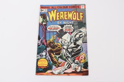 Lot 39 - 1975 Bronze Age Werewolf By Night #32 and #33, first appearance of Moon Knight. UK Variant, Priced 9p