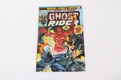 Lot 40 - 1973 Ghost Rider #2 and #3, first appearance of Daimon Hellstrom & Son of Satan. Priced 20cent and 6p.